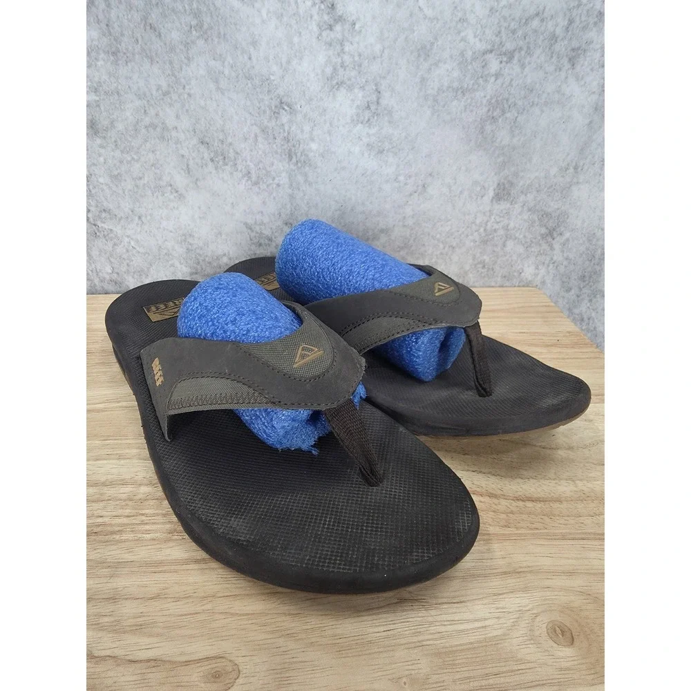 Reef Fanning Sandals Mens 13 Black Thong Flip Flops Comfort Bottle Opener